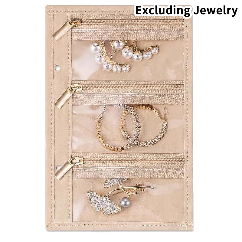 PU Leather Jewelry Storage Book Zipper Clear Pockets Jewelry Packaging Box Necklace Binder Storage Display Product For Women
