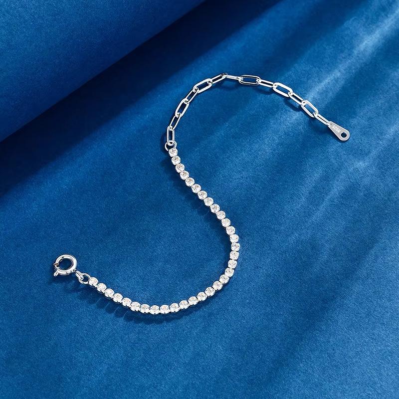 New Fashion Trend S925 Silver Inlaid 5A Zircon 2.5mm Bracelet Niche Design High-end Sense Sen Department Full of