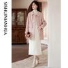 Si Shui Nian Hua Women's Elegant Mid-Length Wool Blend Coat