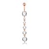New Rose Gold Silver Long Zircon String Navel Ring Navel Navel Piercing Jewelry 