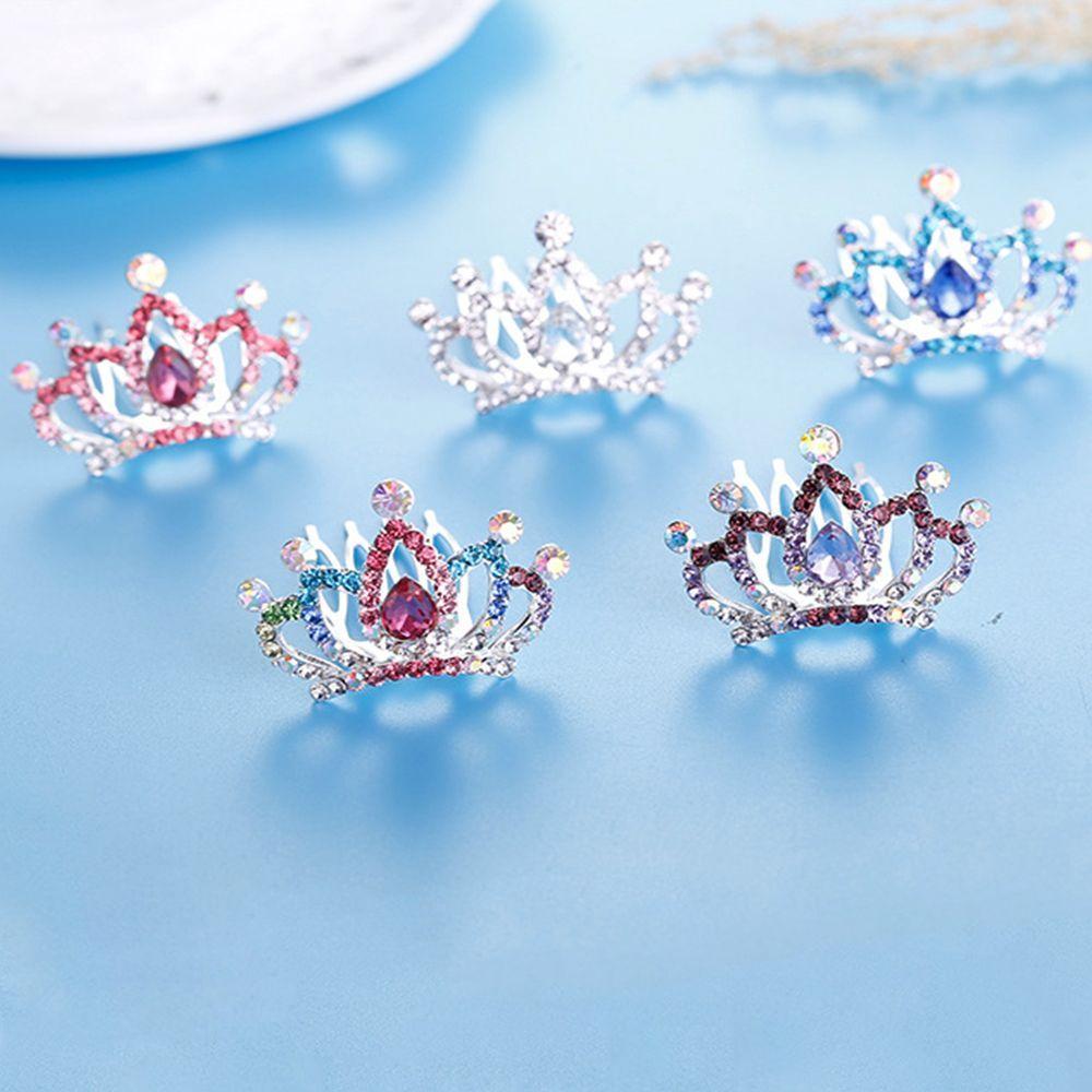 Kids Gift Hairpin Princess Hairclip Hair Jewelry Crystal Rhinestone Flower Tiara Crown Hair Comb