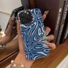 Phone Case for iphone 18 Pro Max 17 Pro Air XR XS Max 14 11 15 12 13 16 Plus Blue White Swirl Flowers Silver Cracked Texture Shockproof Cover