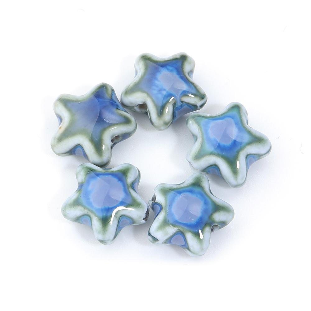 5pcs/lot Colorful Star Beads Ceramic Beads For Making Jewelry Porcelain Spacer Beads Bracelet Necklace Charms DIY Accessories
