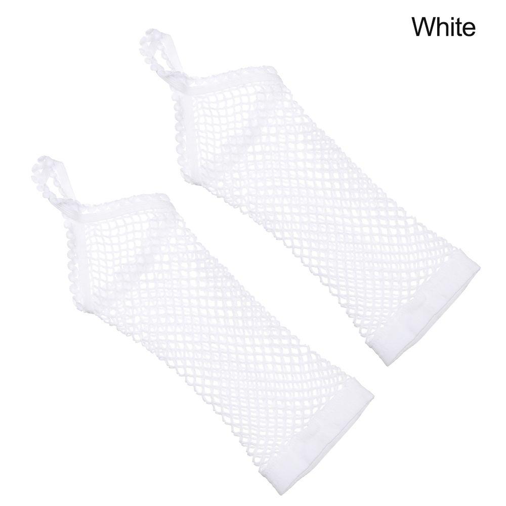 Women Net Breathable Solid Lace Mittens Fingeless Gloves Long Gloves Mesh Fishnet Gloves