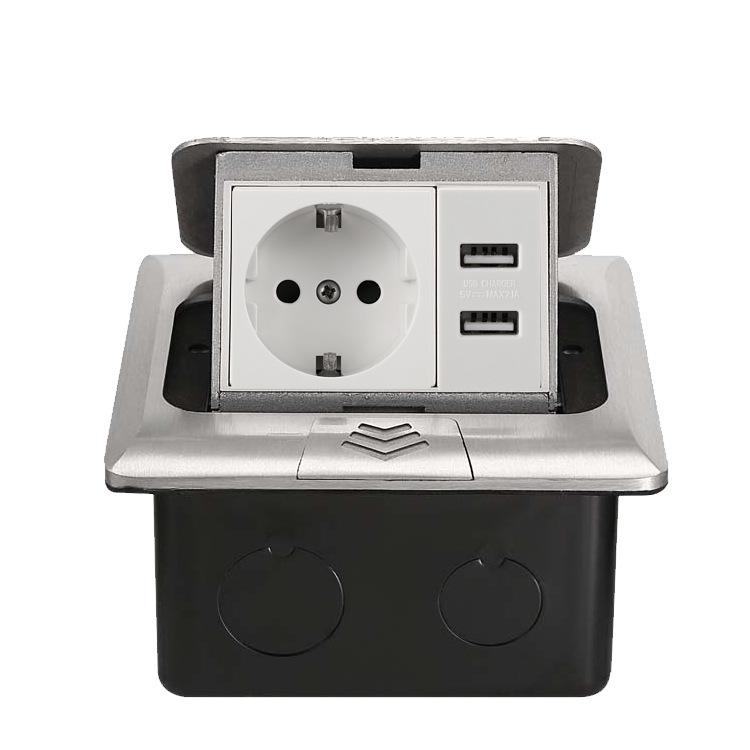 RJ45 Pop-up Floor Socket with USB - UK, US, SA Standards