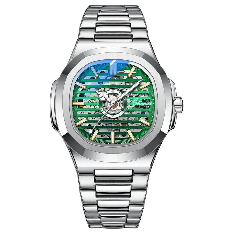 Chenxi Автоматические механические часы мужские часы лучший люксовый бренд скелетон полые часы водонепроницаемые светящиеся наручные часы