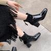 Krazing Pot Cow Leather Autumn Winter Shoes Square Toe Thick High Heels Zipper Office Lady Women Ankle Boots