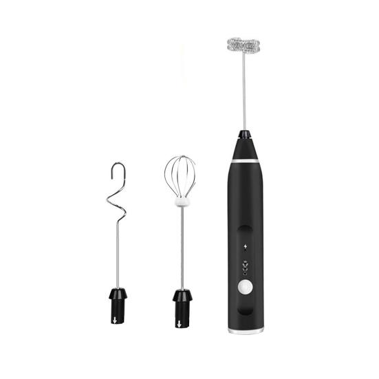 Electric Milk Frother USB Rechargeable Handheld Foam Maker for Coffee Latte Stainless Steel Egg Whisk for Paint Powder