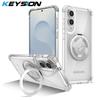 KEYSION Прозрачный противоударный чехол MagSafe для Samsung S25 Edge 5G Магнитная подставка с кольцом Задняя крышка телефона для Galaxy S25 Edge