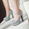 Spring Platform Women's High Heels Silver Mary Janes Shoes Sexy Pumps Luxury Gold Pink Heeled Party Wedding Dress Shoes Ladies
