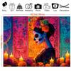 1pc Oversized Dia de los Muertos banner - Background with Sugar Skull woman, Halloween Grand Party decoration