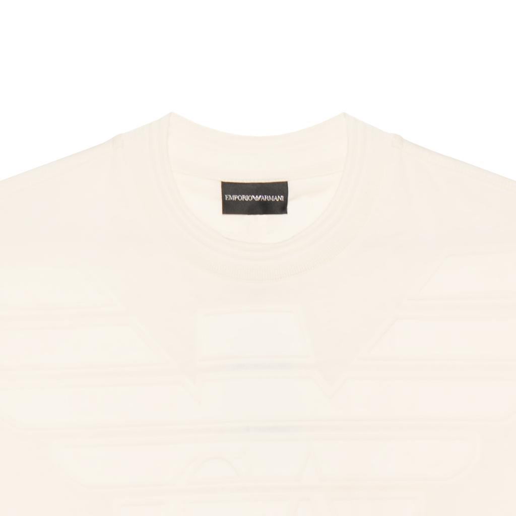 Emporio Armani Мужская футболка с коротким рукавом и круглым вырезом, жаккардовая, однотонная, с логотипом, SS24, Топы, Белый 3D1T94-1JWZZ-0154