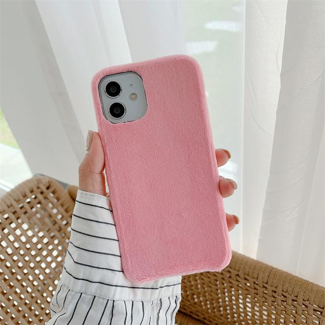 Бархатный зимний тканевый чехол для телефона для Iphone 13 12 Mini 11 14 Pro Max Xs Xr 8 7 6s Plus, мягкий теплый меховой пушистый плюшевый чехол на заднюю панель