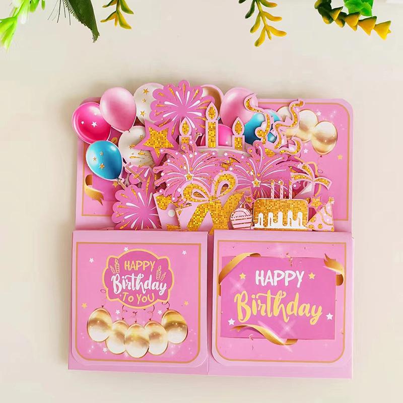 3D Pop Up Happy Birthday Greeting Card Gift Greeting Cards For Birthday With Envelope Blessing Postcard Party Gifts