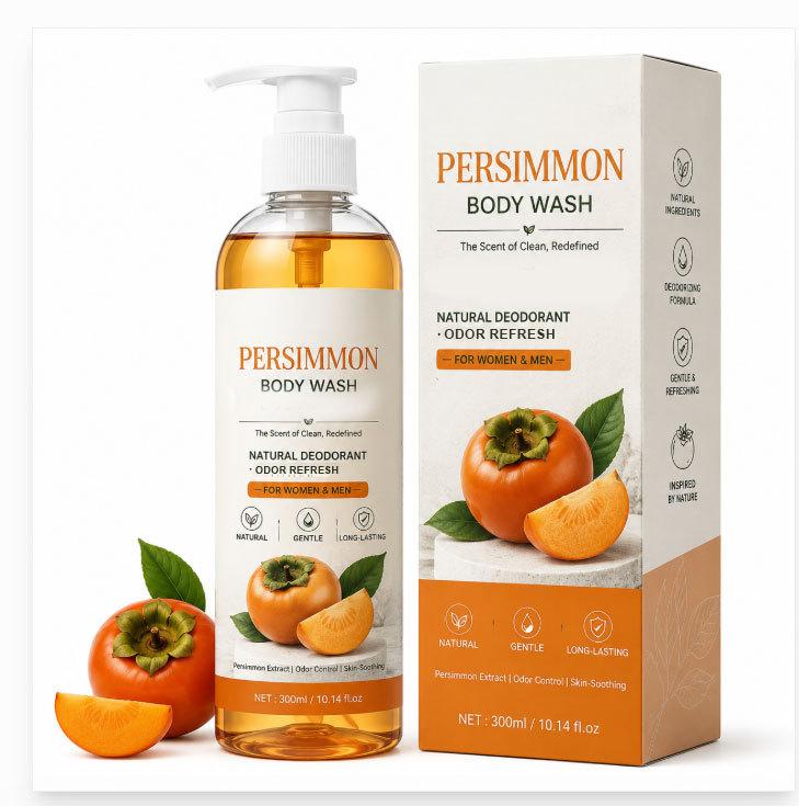 Persimmon Body Wash Gentle Cleansing & Moisturizing Fresh Fruity Scent Men Women Neutral Simple Packaging