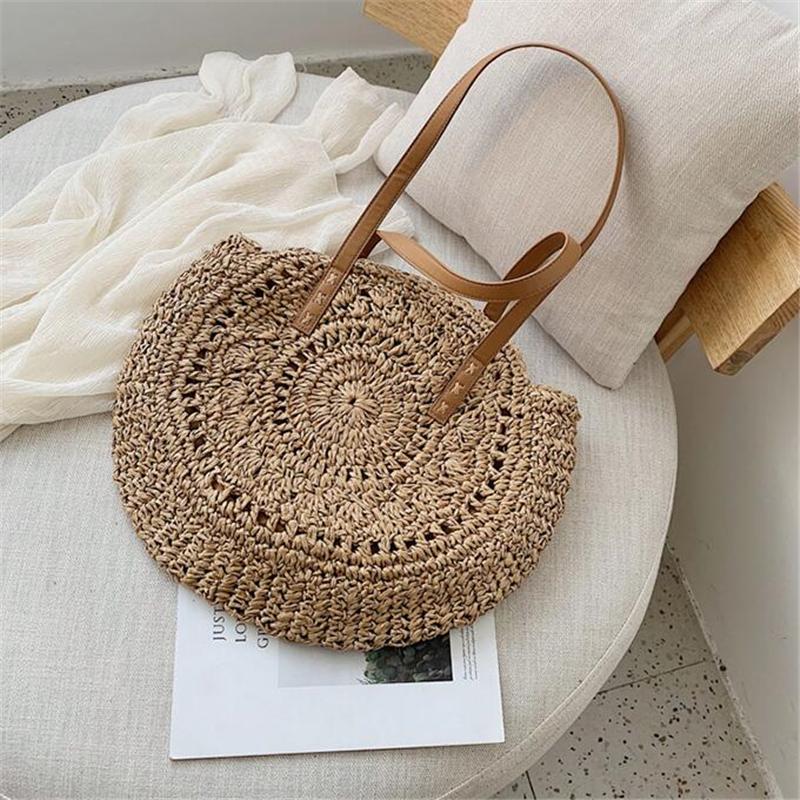 Beach Bags for Women Big Straw Handbag Hollow Flower Designer Female Shoulder Bag