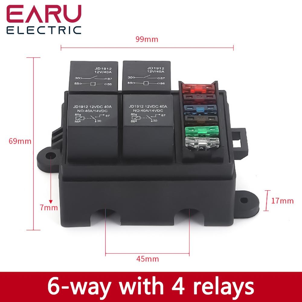 Automotive 6-way Fuse Box with Relay Box Assembly 12 Way 10 Way 8 Way Modified Circuit Protection Fuse Box Fuses4