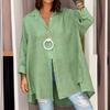 2024 European & American Women's Summer Cotton Linen Loose-Fit Nine-Sleeve Shirt