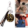 Cute Phone Pendant Fashionable Cow Print Hat Keychain Western Cowboy Hat Shaped Keyring Ornament Bag Charm Decoration