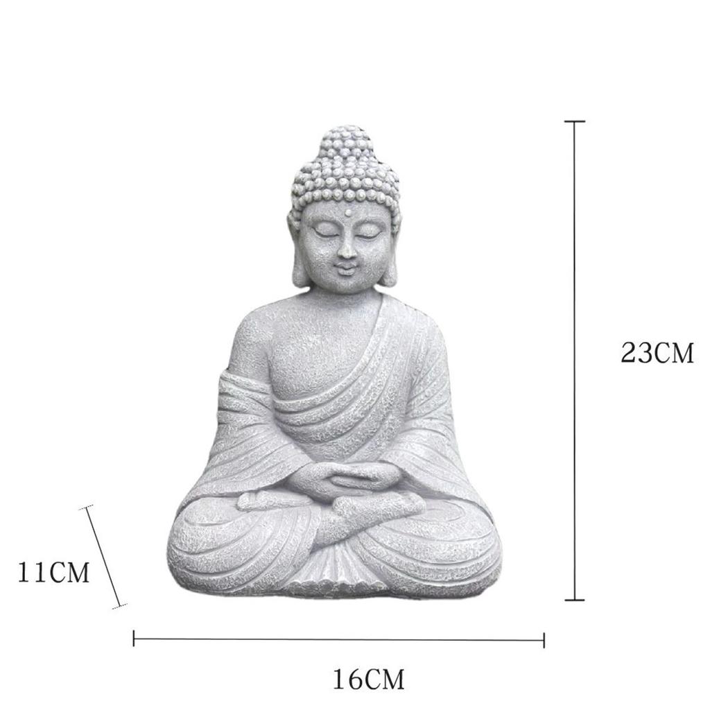 9 Inch Vintage Garden Buddha Statue Indoor Outdoor Garden Zen Buddhism Figurine Sculpture Home Office Store Decor Ornament