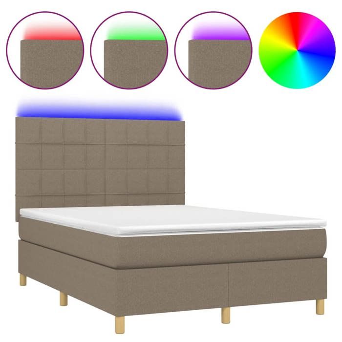 Maison Exclusive - Sommier à lattes de lit et matelas et LED Taupe 140x200cm Tissu