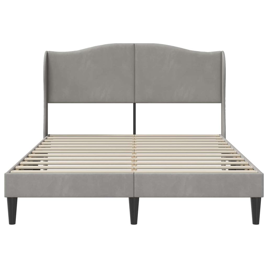Bed Frame with Headboard Light Grey 120 x 190 cm Velvet