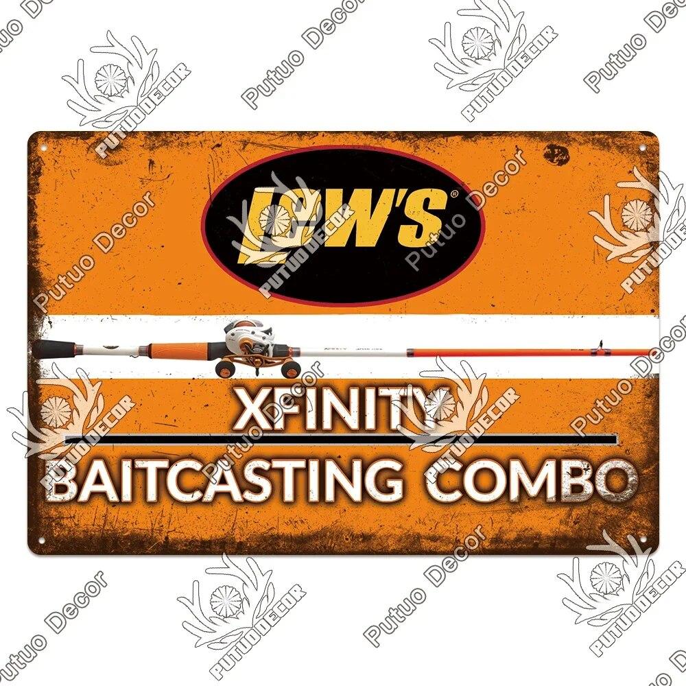 Putuo Decor Fishing Gear Retro Tin Sign Plaque Metal Plate Vintage Wall Art Poster Decoration for Tackle Shop Home Iron Painting