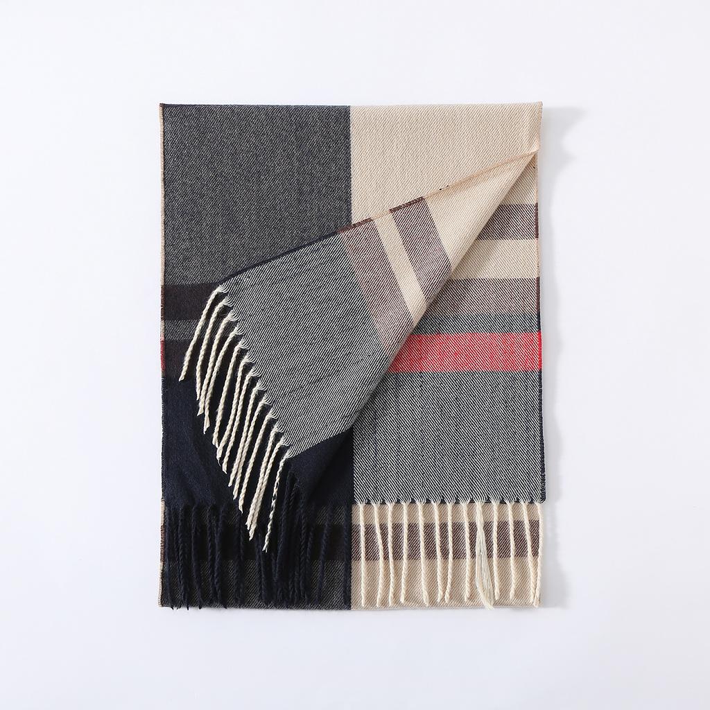 Autumn And Winter New Men'S Scarf Black And White British Style Imitation Cashmere Versatile Shawl Warm Double-Sided Scarf