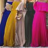2025 Summer Women's Chiffon Off-shoulder Pleated Evening Dress