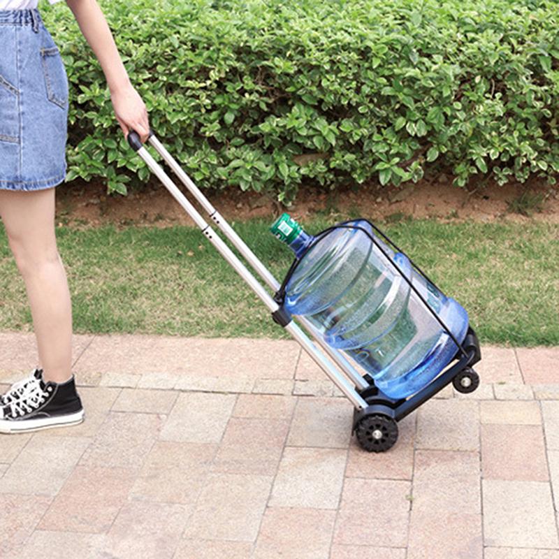 4-колесная складная тележка Тележка для покупок Продуктовая тележка Грузовая тележка Тележка для багажа Алюминиевый сплав Маленькая Легкая Складная ручная тележка