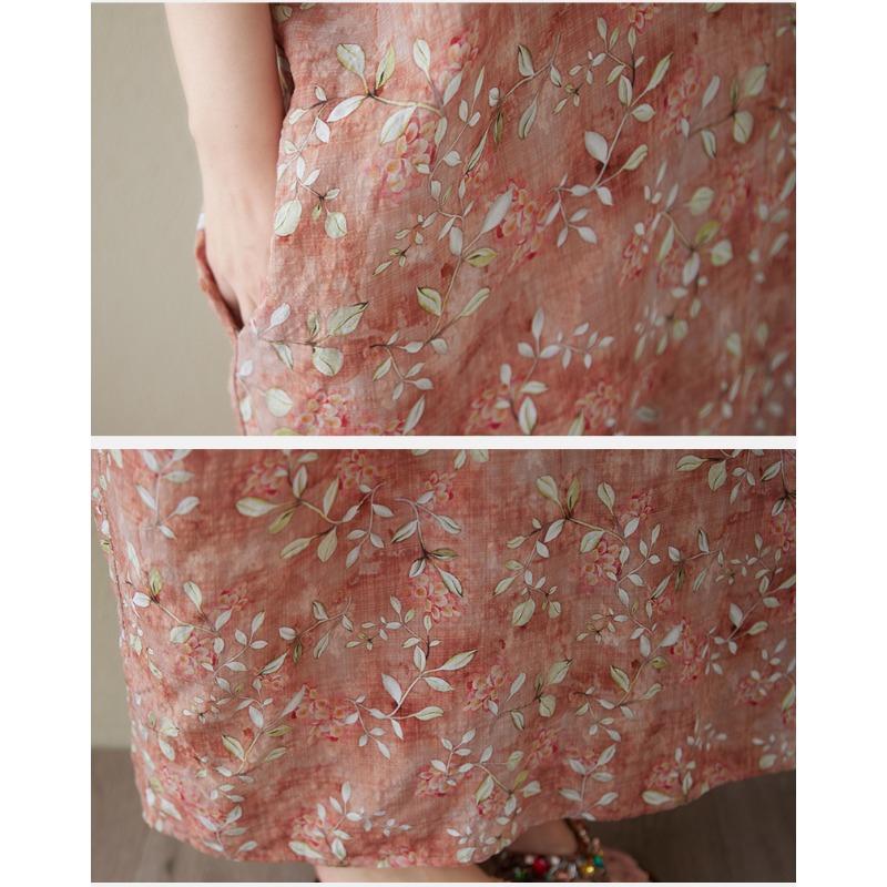 DIMANAF 2025 Лето Большой Размер Новое Платье Женщины Винтажное Длинное Повседневное Свободное Базовое Платье Макси с Принтом и V-образным Вырезом