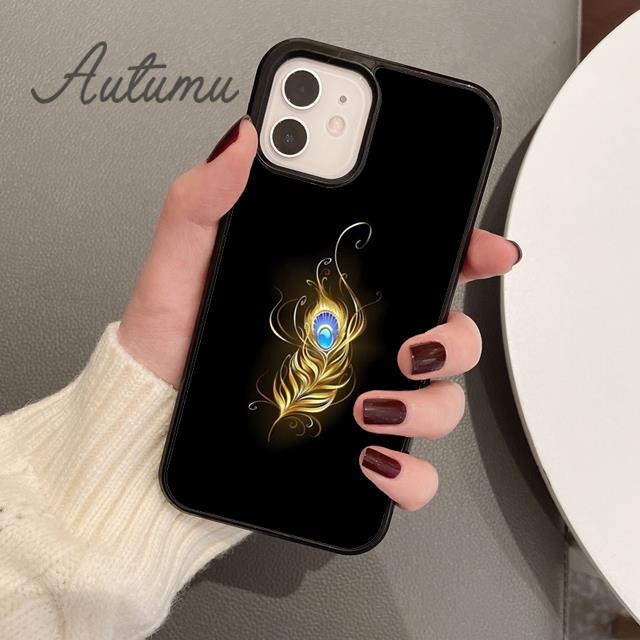 Чехол для телефона Feather Gold Foil Art для iPhone 17 Air 15 16 16e 11 12 13 14 Pro Max Plus coque Fundas Shell