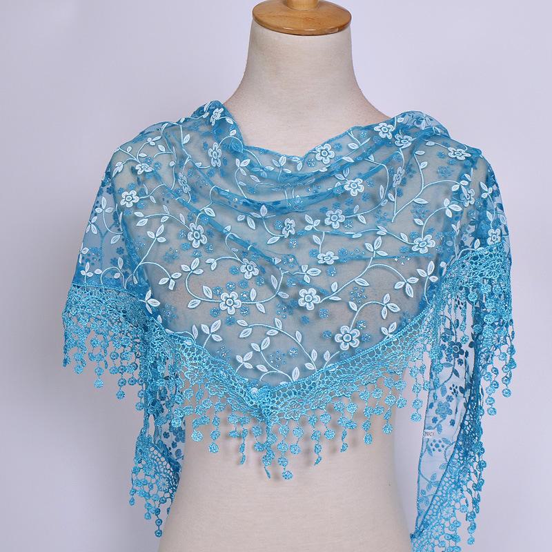 Korean Floral Lace Triangle Scarf - Breathable, Classic & Decorative Veil for Spring and Autumn