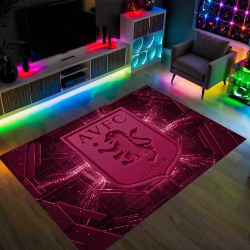 Aston Villa Football Design Crystal Velvet Carpet Cozy Non?Slip Printed Rug For Bedroom Living Room Entrance