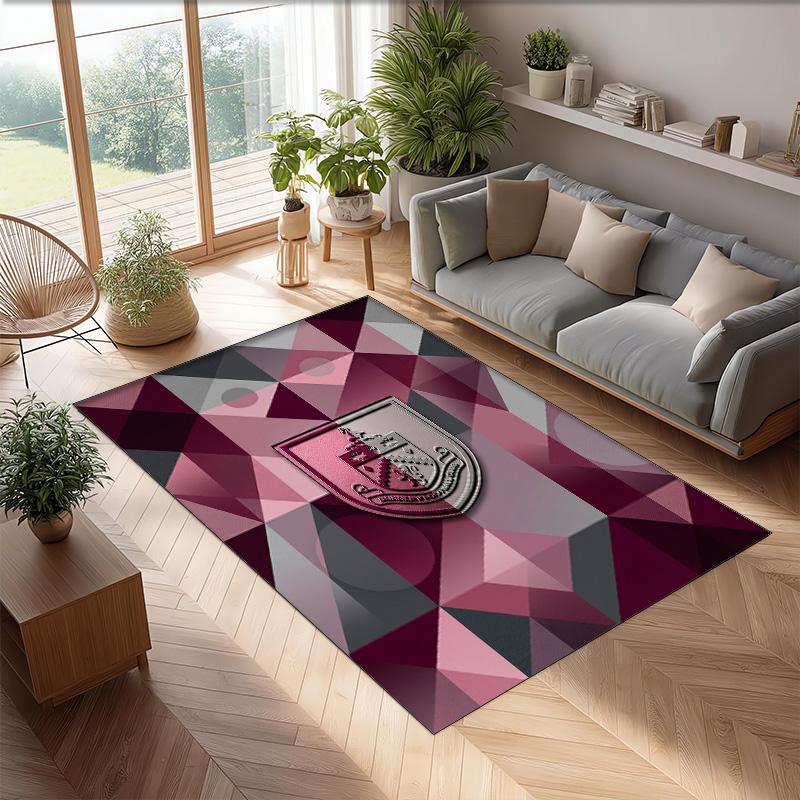 Burnley Football Print Crystal Velvet Rug, Comfortable Water Absorbent Non Slip Indoor Floor Carpet