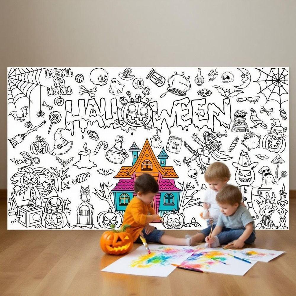 Cartoon Halloween Graffiti Tablecloth Creative DIY Party Tablecloth Classroom Activities