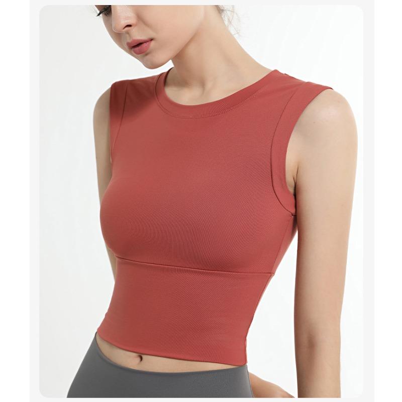 Женский однотонный сексуальный спортивный топ для йоги без рукавов