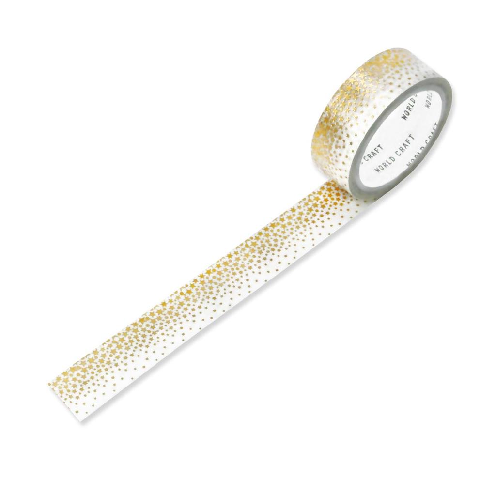 World Craft Washi Tape Glittering Star Gold Foil Masking Tape 15mm x 5m KRMT15-001 for Journaling and Scrapbooking