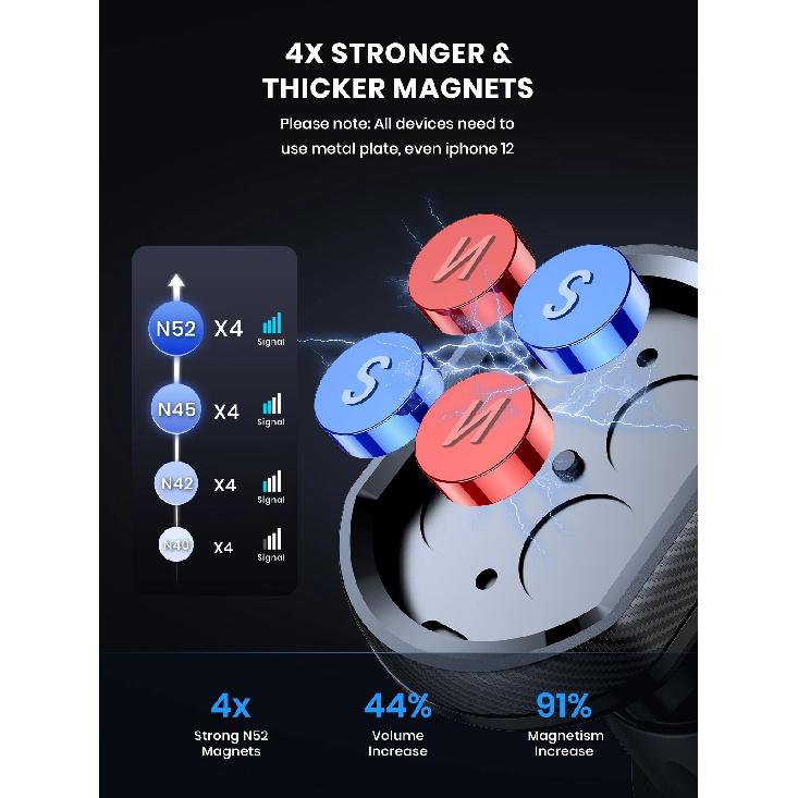 TOPK Magnetic Phone Car Mount Phone Holder for Cars Air Vent Upgrade Hook Clip Car Phone Holder with Strongest Magnet for Phones