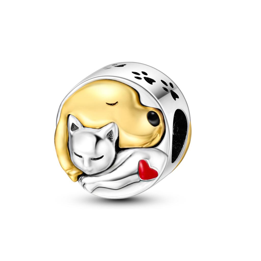 Животные Шармы Кошка Собака Милые Бусины Подходят для Оригинальных Браслетов Для Женщин Медные Подвески Ювелирные Изделия Сделай Сам