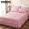 3pcs Bedding Bed Skirts with 2pcs Pillowcases Wedding Lace Bedspread Bed Sheet Mattress Cover Full Twin Queen King Size Bedsheet