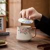 High-value Ru kiln ceramic office cup household tea drinking water cup tea cup with lid mug gift box set gift