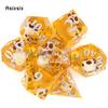 7 Pcs Yellow Skull Resin White Number Sharp Edge Dice Polyhedral Dice Suitable for Role-Playing RPG Board Game Card Game
