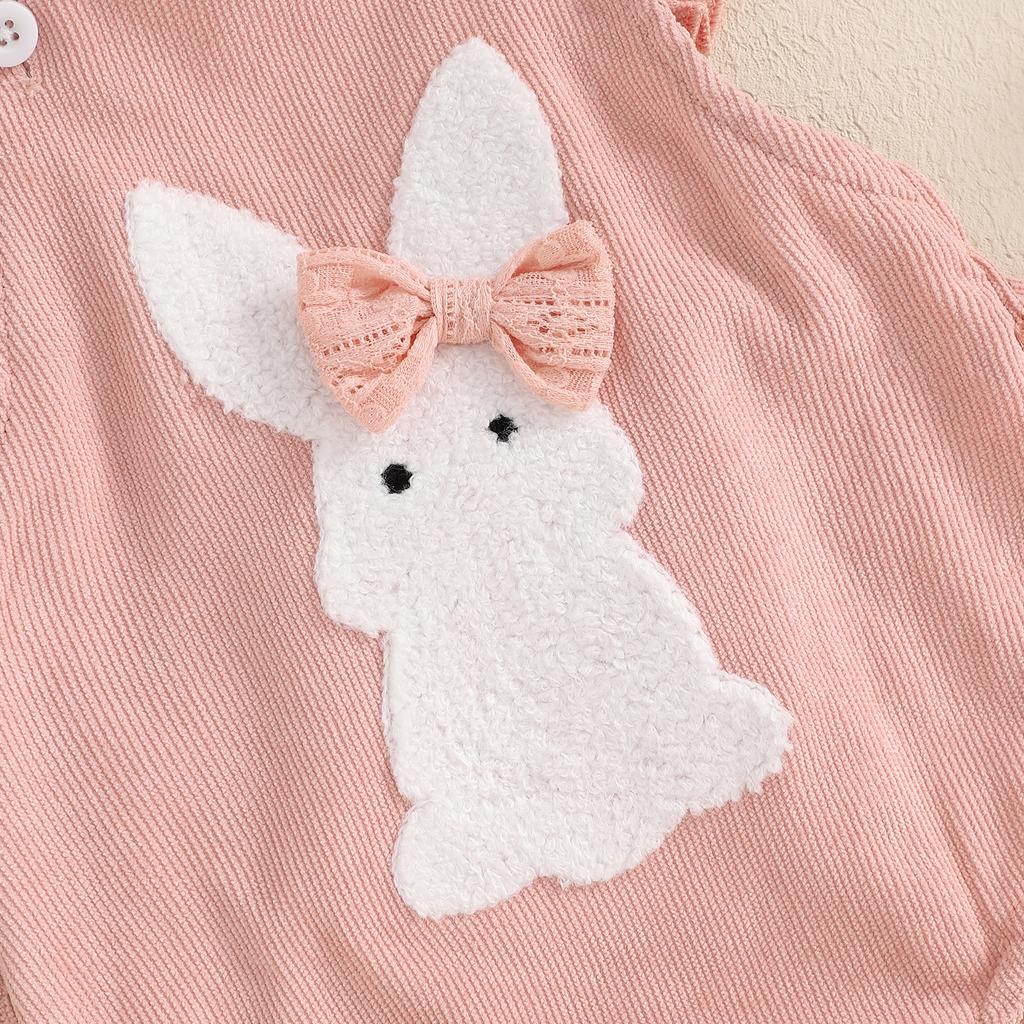 Детский пасхальный наряд для девочки, комбинезон с рукавами-кроликами и мушками, однотонный комплект из 2 предметов для весны