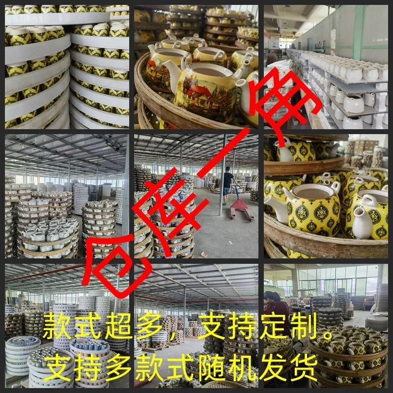 Бытовой фарфоровый чайник, керамический большой вместительный горшок для прохладной воды, большой синий и белый фарфоровый горшок с петлевой ручкой в ​​стиле ретро