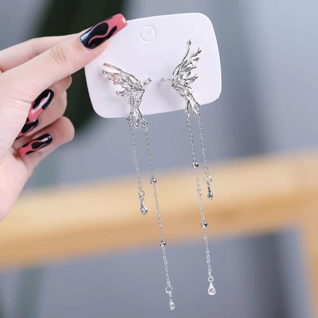 Pinkdudu Модные длинные серьги-капли в холодном стиле с бабочкой, легкие роскошные симметричные серьги с бахромой и бабочкой для женщин PD1494