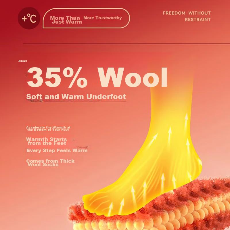 MiiOW 3-Pair Pack 35% Wool Socks for Women, Autumn And Winter Mid-Calf Terry Socks, Thick Warm Socks, Sleep Socks, Women's Postpartum Socks