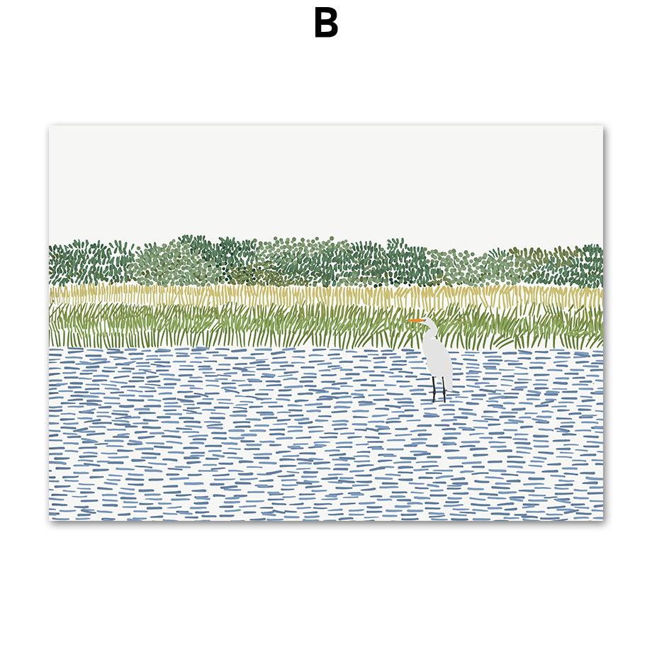 Девочка Тюлень Золотая рыбка Чайка Плакаты Печать Скандинавская Картина на холсте Мультфильм Современное настенное искусство Картины Детская комната Домашний декор