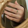 Fashion Stainless Steel Chain Green Black Zircon Adjustable Rings Creative Tassel Square Finger Rings Birthday Jewelry