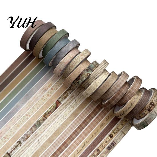 Subtle Border Washi Tape 20 Rolls Vintage Set, Retro Patterns Decorative Masking Tapes Tone for Arts, DIY Crafts, Journals, Planners, Scrapbook, Card